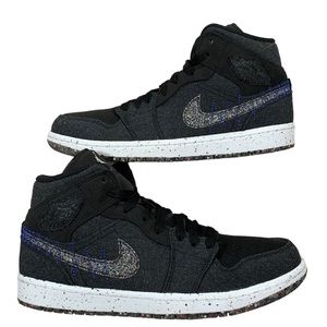 Air Jordan 1 Mid Crater Black Multi Color Racer Blue White 2021 Sneakers Size 8